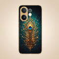 Vivo V60 5G Golden Peacock Feather Gold Electroplated Glass Phone Back Case