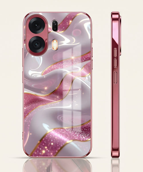 Oppo K14 Plus 5G Pearl Marble Pink Electroplated Glass Phone Back Case
