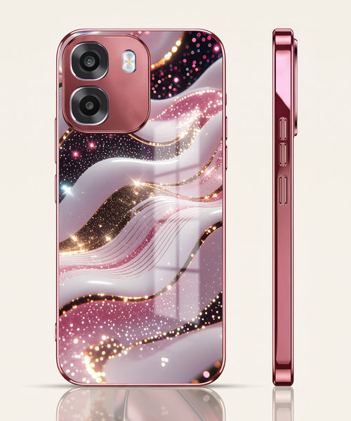 Oppo K14 5G Midnight Pearl Wave Pink Electroplated Glass Phone Back Case