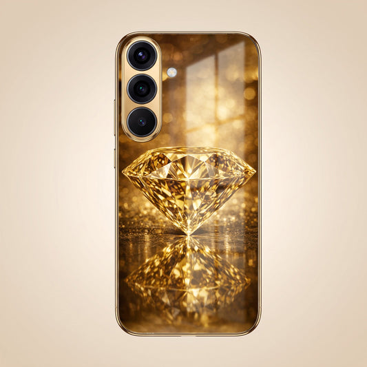 Samsung Galaxy A37 5G Golden Diamond Gold Electroplated Glass Phone Back Case