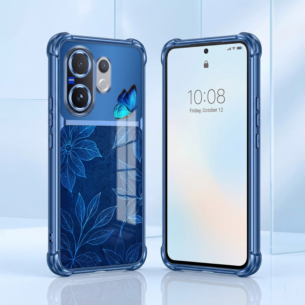 Vivo V60 5G Azure Butterfly Dual-Tone Transparent Airbags Case