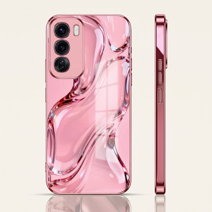 Oppo Reno 12 Pro 5G Crystal Wave Energy Pink Electroplated Glass Phone Back Case