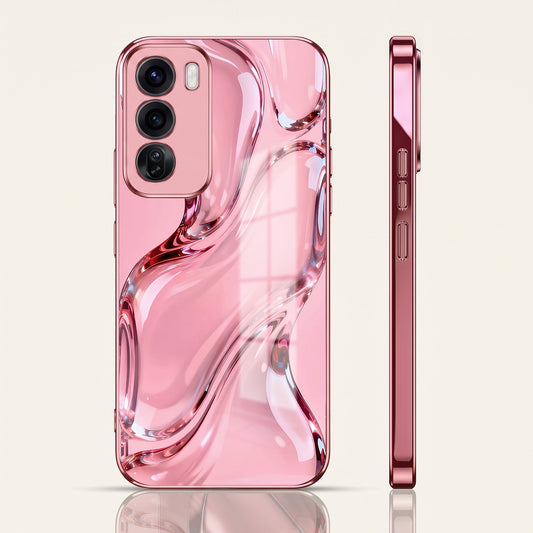 Oppo Reno 12 Pro 5G Crystal Wave Energy Pink Electroplated Glass Phone Back Case