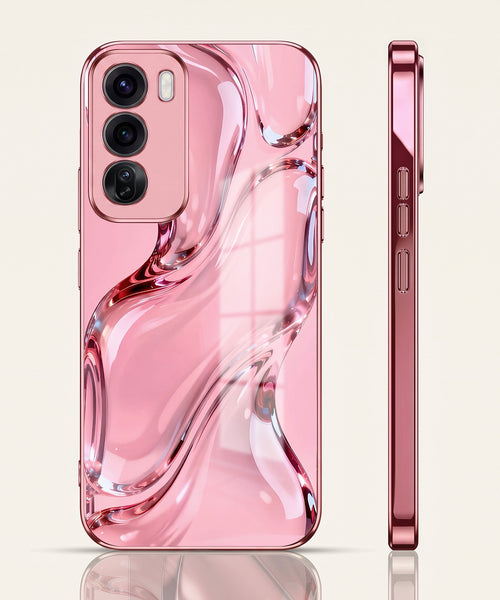 Oppo Reno 12 Pro 5G Crystal Wave Energy Pink Electroplated Glass Phone Back Case