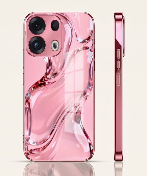 Oppo Reno 13 Pro 5G Crystal Wave Energy Pink Electroplated Glass Phone Back Case