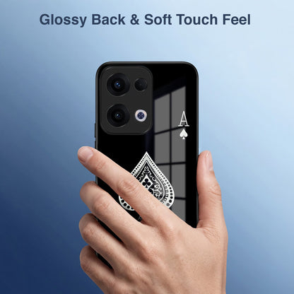 Oppo Reno 13 5G Premium Acrylic Shockproof Glass Back Case (Black Ace)