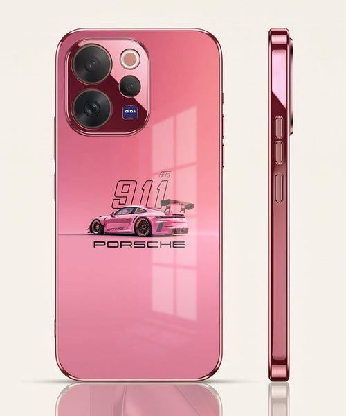 Vivo V70 5G Luxury Porsche 911 Pink Electroplated Glass Phone Back Case