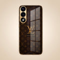 Oneplus Nord 5 5G LV Brown Monogram Gold Electroplated Glass Phone Back Case