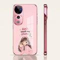 Vivo V40 Pro 5G Luxury Anime Girl Pink Electroplated Glass Phone Back Case