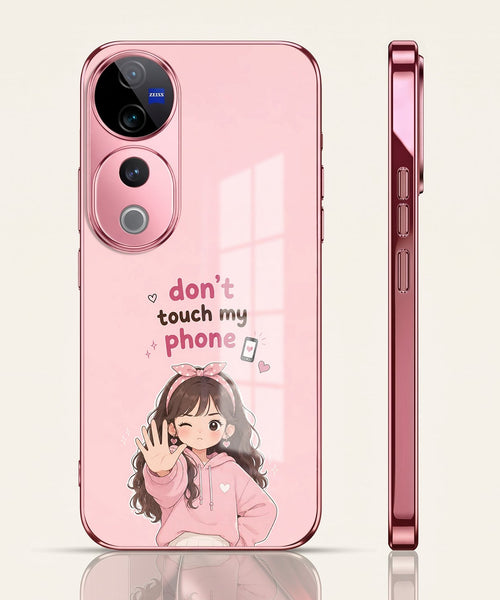 Vivo V40 Pro 5G Luxury Anime Girl Pink Electroplated Glass Phone Back Case
