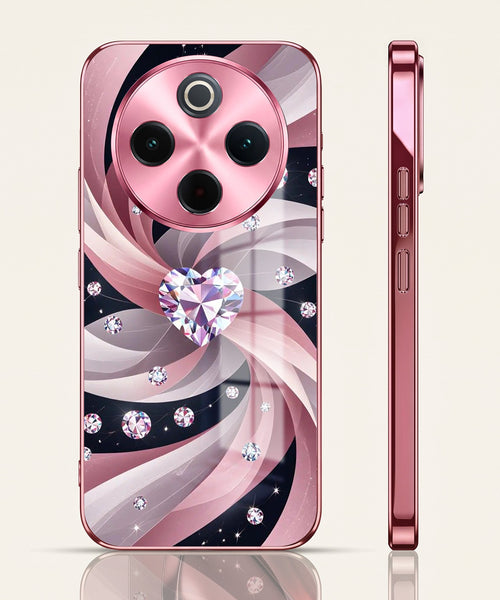 Vivo T4 5G Diamond Glam Pink Electroplated Glass Phone Back Case