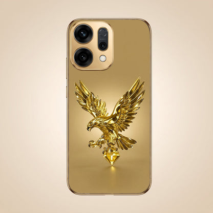 Oppo Reno 14 5G Golden Eagle Gold Electroplated Glass Phone Back Case