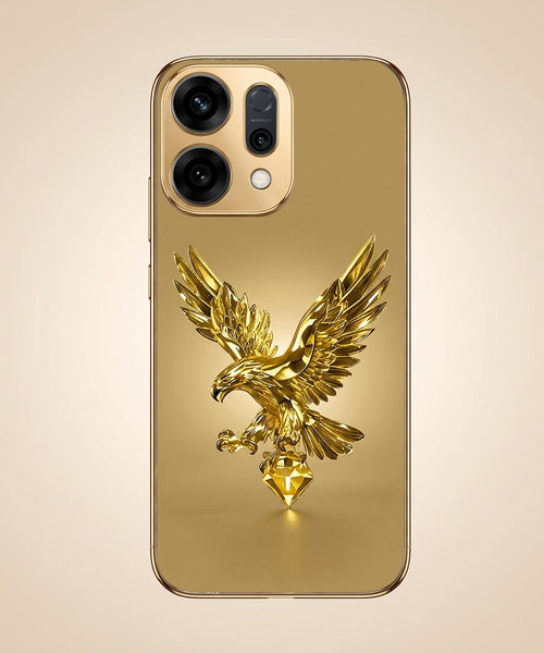 Oppo Reno 14 5G Golden Eagle Gold Electroplated Glass Phone Back Case