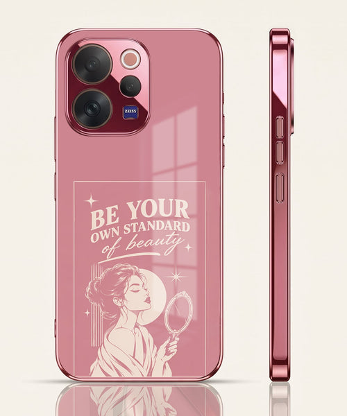 Vivo V70 5G Luxury Aesthetic Girl Pink Electroplated Glass Phone Back Case