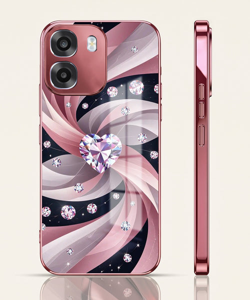 Oppo K14 5G Diamond Glam Pink Electroplated Glass Phone Back Case
