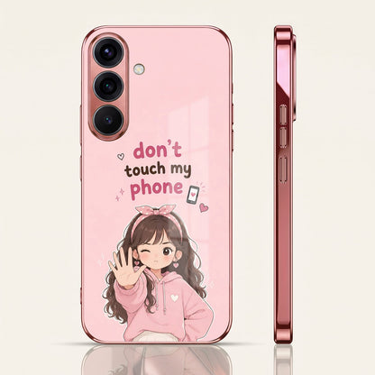 Samsung Galaxy A56 5G Luxury Anime Girl Pink Electroplated Glass Phone Back Case
