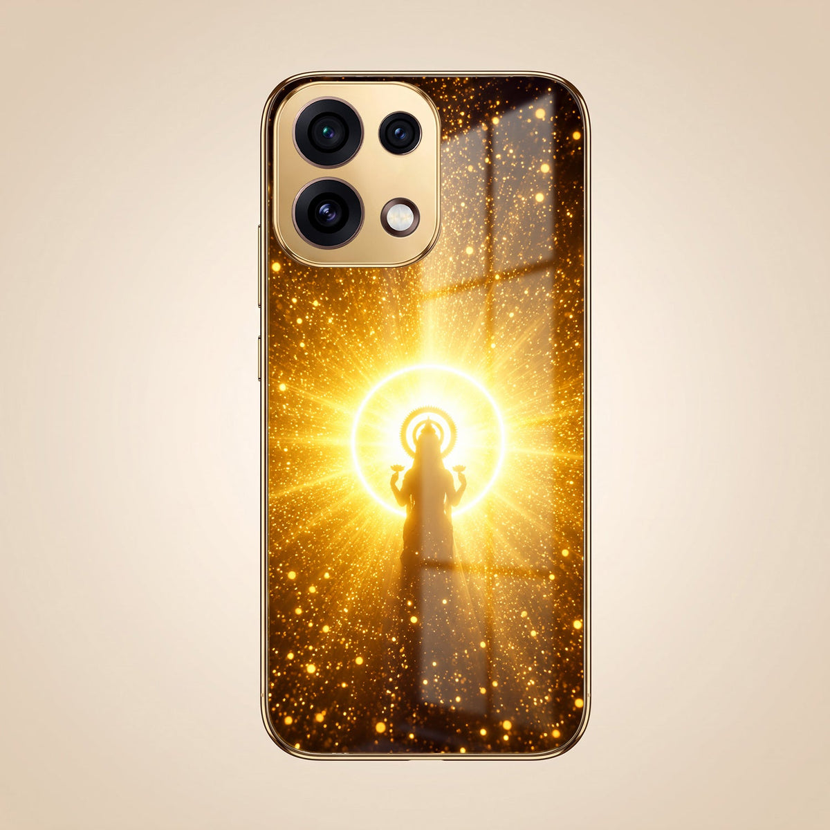 Oppo Reno 16C 5G Lakshmi Sacred Gold Electroplated Glass Phone Back Case