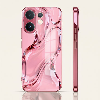 Vivo V60 5G Crystal Wave Energy Pink Electroplated Glass Phone Back Case