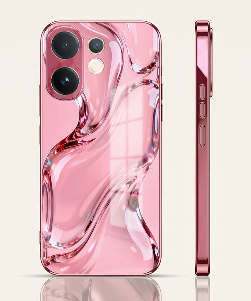 Vivo V60 5G Crystal Wave Energy Pink Electroplated Glass Phone Back Case