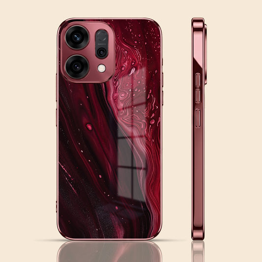 Oppo Reno 14 5G Marble Burgundy Electroplated Glass Back Case