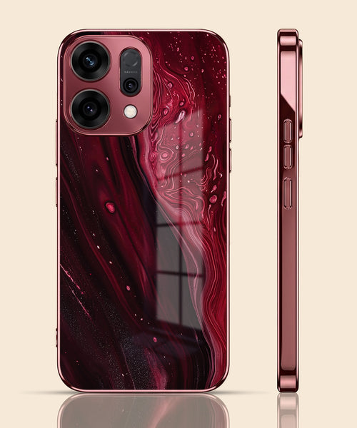 Oppo Reno 14 5G Marble Burgundy Electroplated Glass Back Case