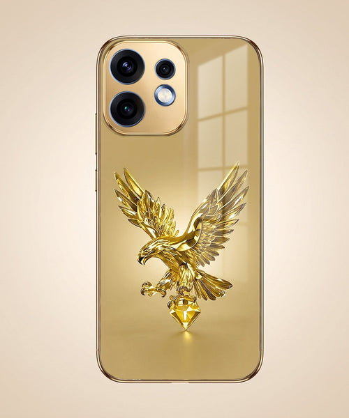 Oppo Reno 16 5G Golden Eagle Gold Electroplated Glass Phone Back Case