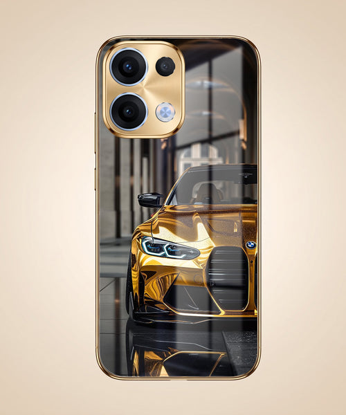 Oppo Reno 13 5G Golden BMW Gold Electroplated Glass Phone Back Case