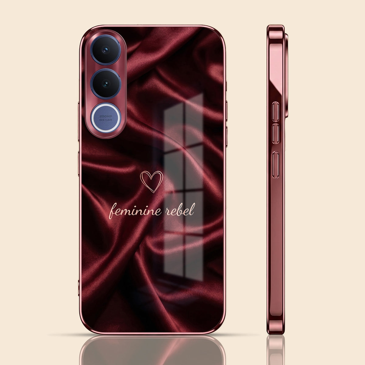 Vivo V70 FE 5G Feminine Rebel Burgundy Electroplated Glass Back Case