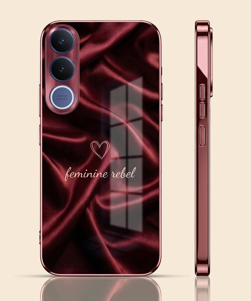 Vivo V70 FE 5G Feminine Rebel Burgundy Electroplated Glass Back Case