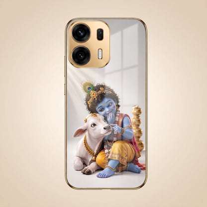 Oppo K14 Plus 5G Bal Krishna Blessings Gold Electroplated Glass Phone Back Case