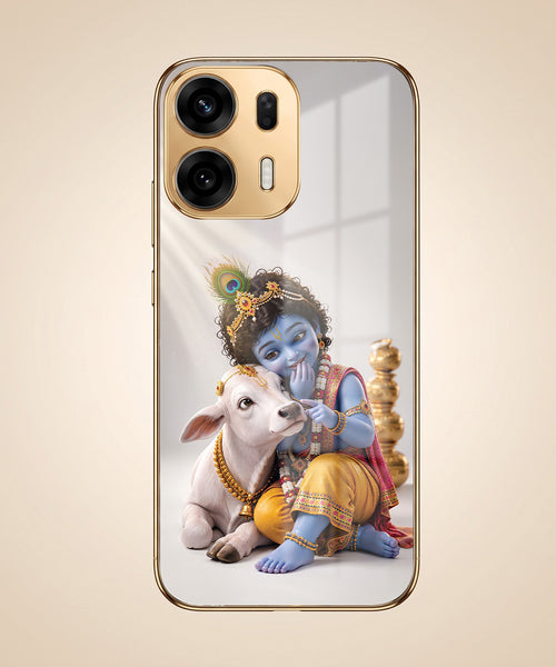 Oppo K14 Plus 5G Bal Krishna Blessings Gold Electroplated Glass Phone Back Case