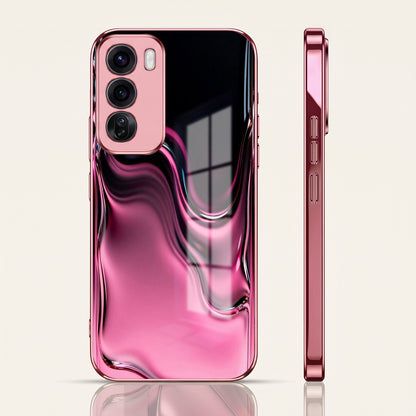 Oppo Reno 12 Pro 5G Liquid Wave Pink Electroplated Glass Phone Back Case