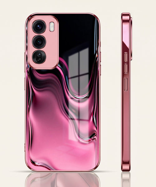 Oppo Reno 12 Pro 5G Liquid Wave Pink Electroplated Glass Phone Back Case