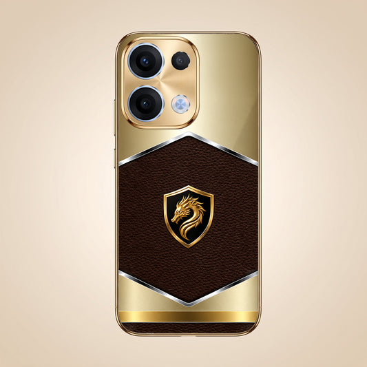 Oppo Reno 13 5G Dragon Crest Gold Electroplated Glass Phone Back Case