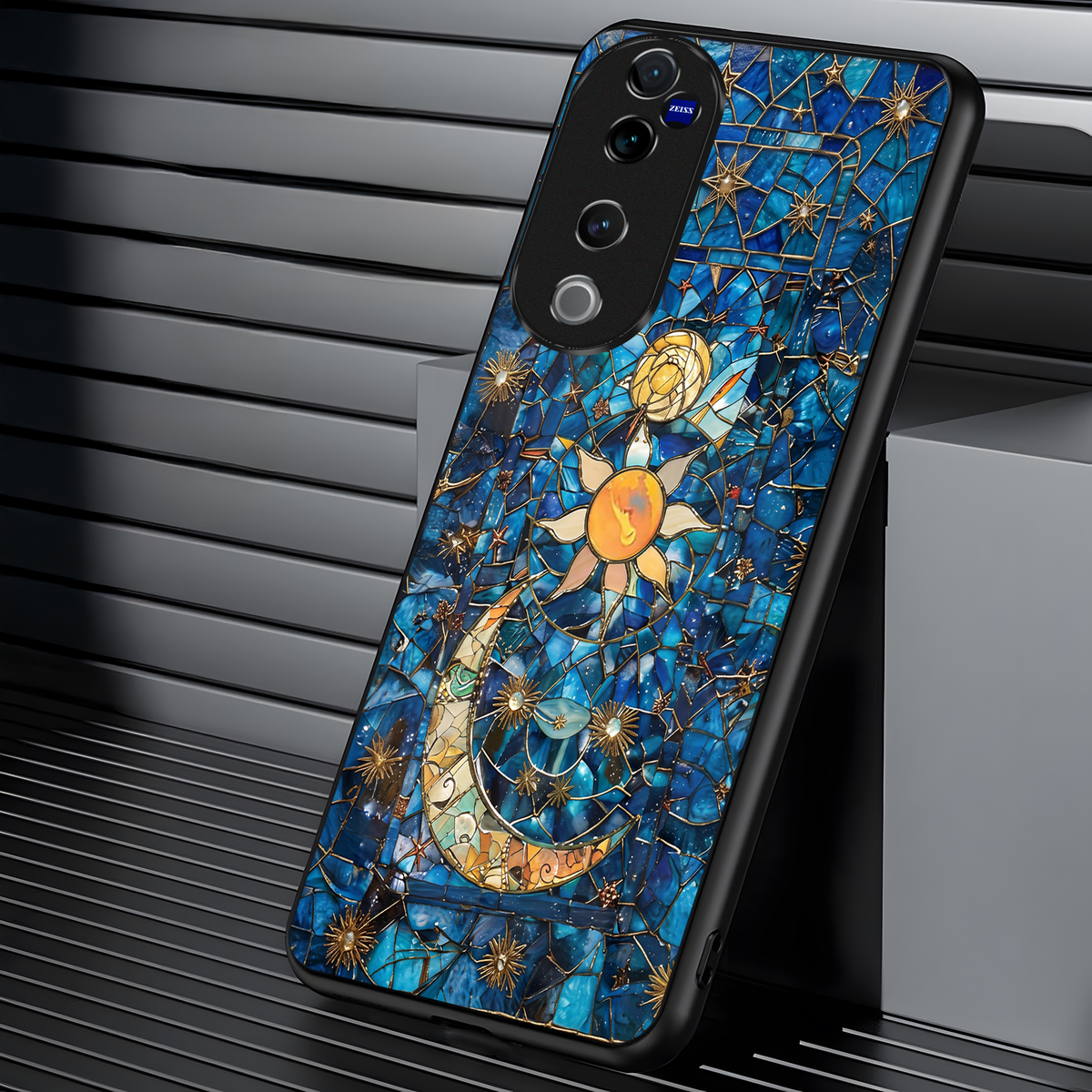 Vivo V40 Pro 5G Premium Acrylic Shockproof Glass Back Case (Sun-Moon)