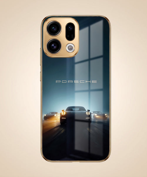 Oppo Find X9 5G Porsche Luxury Gold Electroplated Glass Phone Back Case