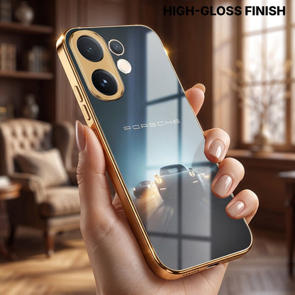 Vivo V60 5G Porsche Luxury Gold Electroplated Glass Phone Back Case