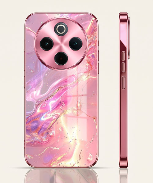 Vivo T4 5G Pearl Aurora Pink Electroplated Glass Phone Back Case
