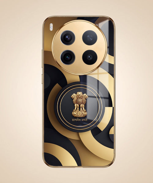 Vivo X300 Pro 5G Royal Emblem Gold Electroplated Glass Phone Back Case