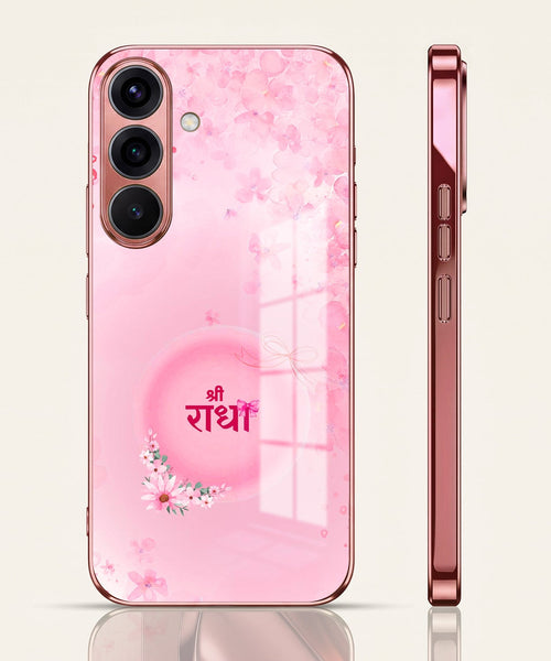 Samsung Galaxy A36 5G Luxury Shree Radha Pink Electroplated Glass Phone Back Case