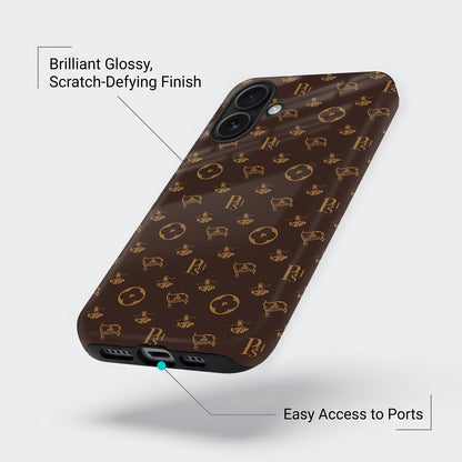iPhone 16 5G Luxury Monogram Brown Protective Case
