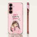 Samsung Galaxy A36 5G Luxury Anime Girl Pink Electroplated Glass Phone Back Case