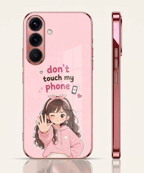 Samsung Galaxy A36 5G Luxury Anime Girl Pink Electroplated Glass Phone Back Case