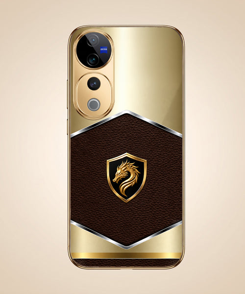 Vivo V40 Pro 5G Dragon Crest Gold Electroplated Glass Phone Back Case