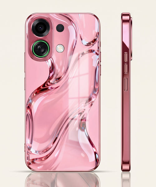 Oppo K13 Turbo 5GCrystal Wave Energy Pink Electroplated Glass Phone Back Case