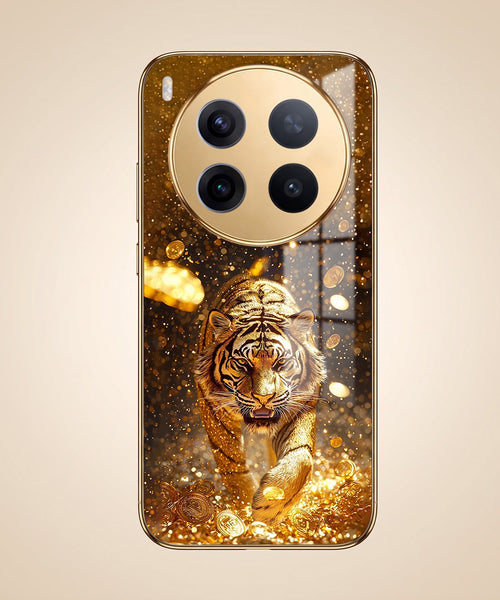 Vivo X300 Pro 5G Luxury Tiger Gold Electroplated Glass Phone Back Case