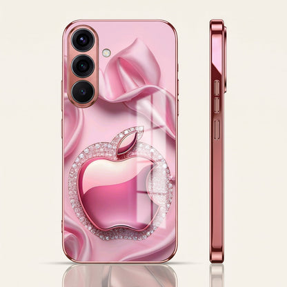 Samsung Galaxy A36 5G Luxury Apple Logo Pink Electroplated Glass Phone Back Case