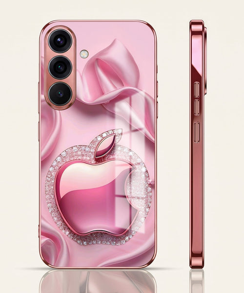 Samsung Galaxy A36 5G Luxury Apple Logo Pink Electroplated Glass Phone Back Case