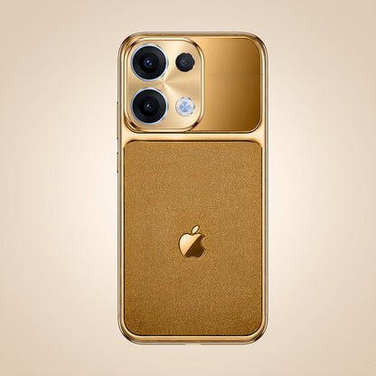 Oppo Reno 13 5G Royal Touch Apple Gold Electroplated Glass Phone Back Case