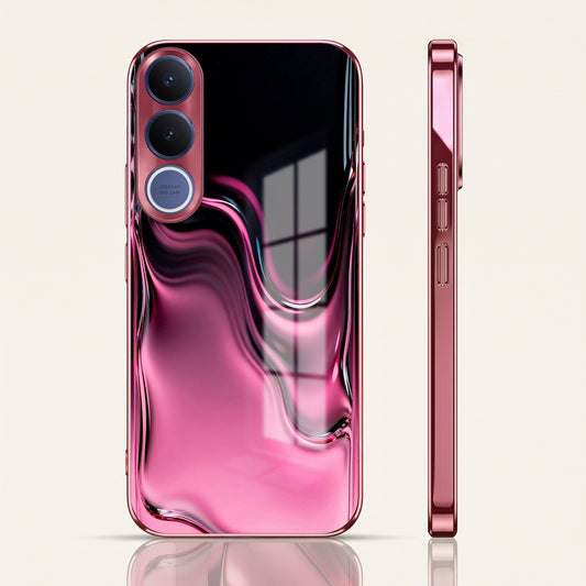 Vivo V70 FE 5G Liquid Wave Pink Electroplated Glass Phone Back Case